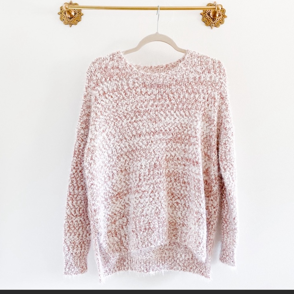 Dreamers Pink Fuzzy Eyelash Tunic Sweater